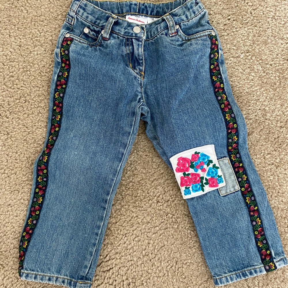 Girls Hanna Andersson Patch Jeans 3T 100